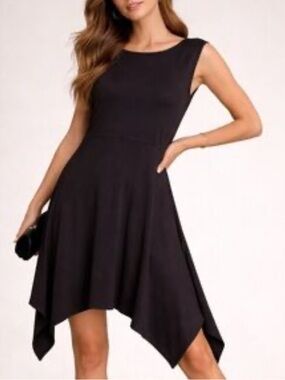 Ann Taylor Black Asymmetrical Handkerchief Hem Dress